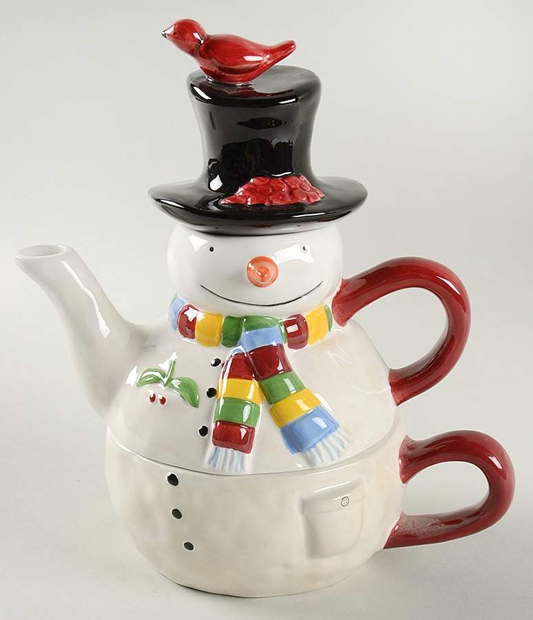 Snowmates Cream Individual Teapot & Lid with Cup by Sakura-1