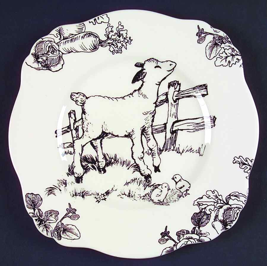 Barnyard Toile Square Luncheon Plate by Sadek-1