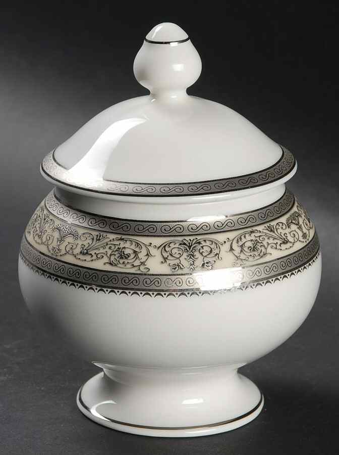 Platinum Ambrosia Sugar Bowl & Lid by Shinepukur Ceramics-1