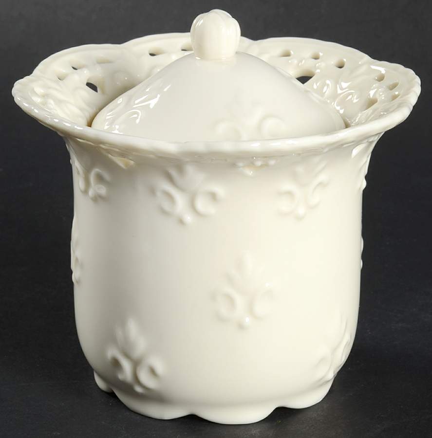 Cream Lace Sugar Bowl & Lid by Skye Mcghie-1