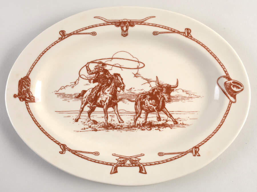 Sky Ranch Rust 14" Oval Serving Platter by Sandy Richards-1