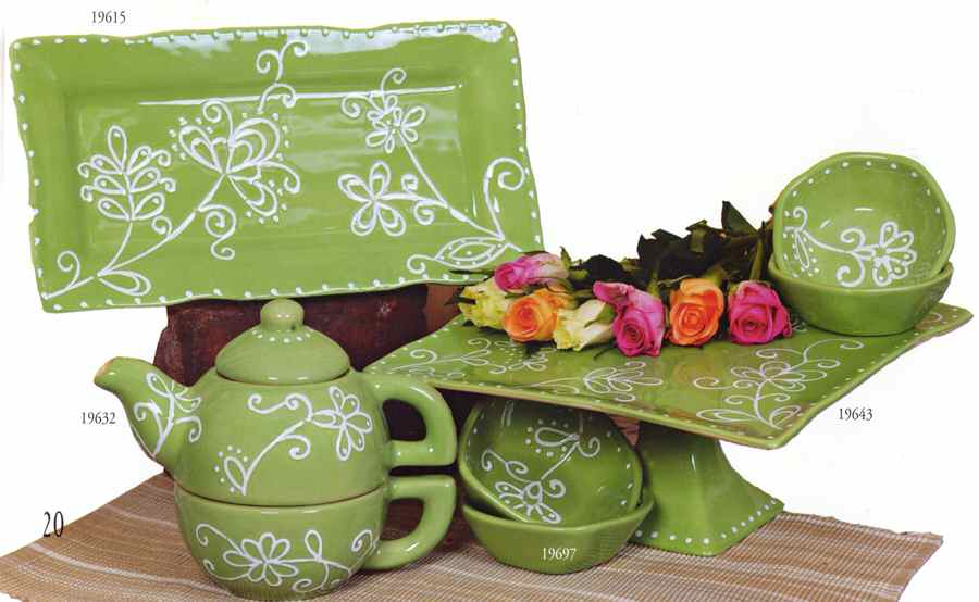 Anjolie Green 11" Diameter Pedestal Cake Stand by Saparna-1