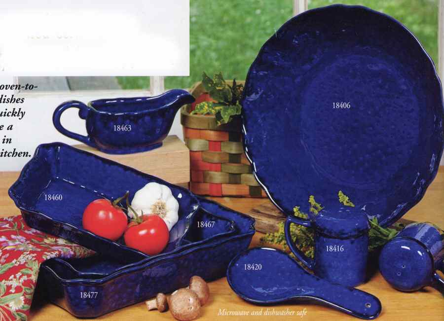 Country Home Cobalt Blue 13" Round Vegetable Bowl by Saparna-1