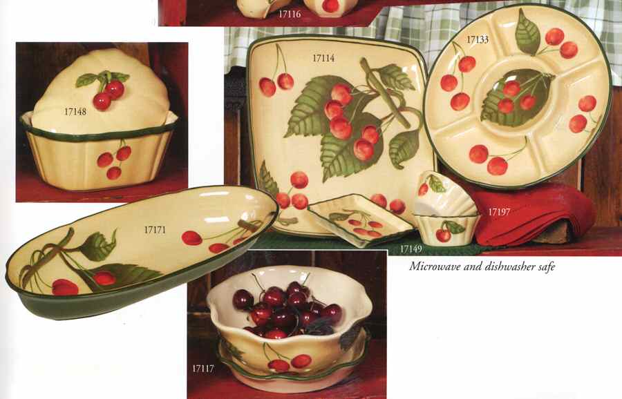 Vintage Cherries 1 Pc Round Chip and Dip (5 Section) by Saparna-1