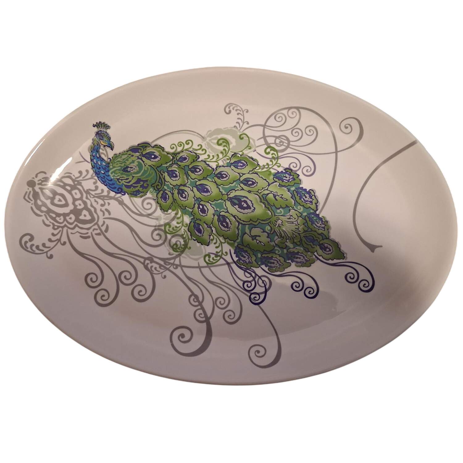 Peacock 17" Oval Serving Platter by Scents & Feel Studio-1