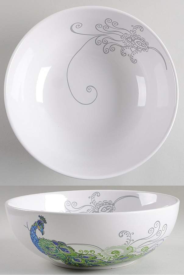 Peacock 10" Round Serving Bowl by Scents & Feel Studio-1