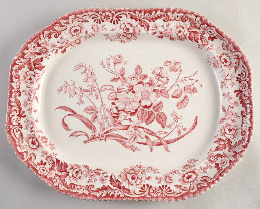 SP327 (Gadroon Shape) 17" Oval Serving Platter by Spode-1