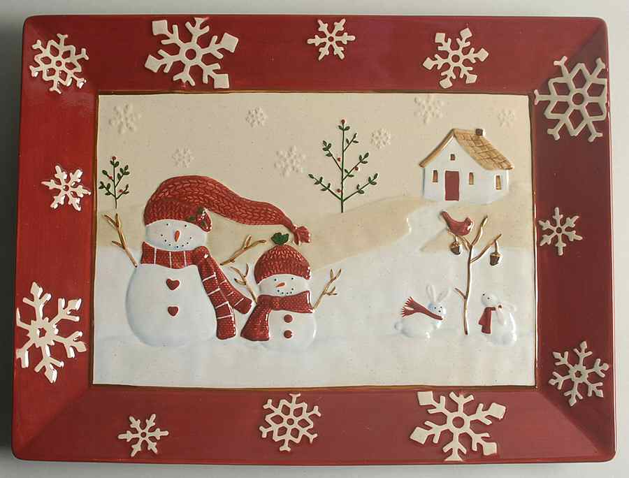 Winter Wishes 16" Rectangular Serving Platter by St Nicholas Square-1