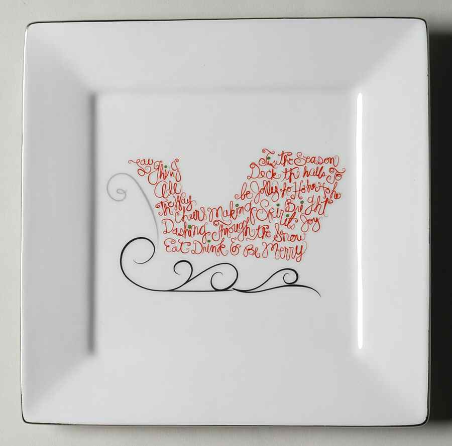 Eat, Drink & Be Merry Square Salad Plate by St Nicholas Square-1