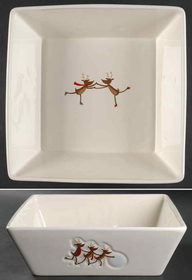 Reindeer Games 10" Square Serving Bowl by St Nicholas Square-1