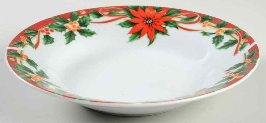 Poinsettia Rim Soup Bowl by Sunflower-1