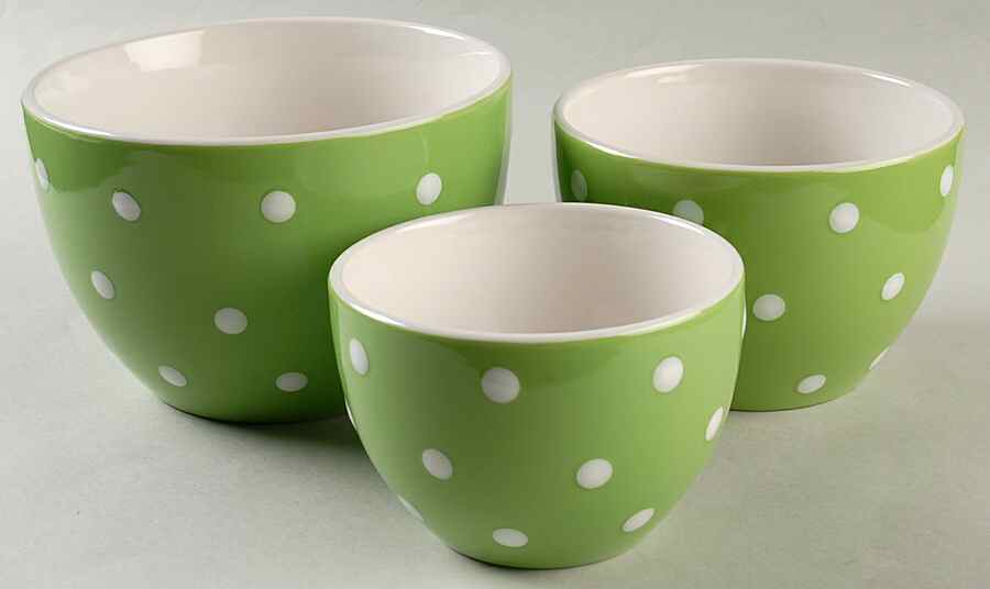 Dots Green Mixing Bowl Set (MB6, MB5, MB4) by Signature-1
