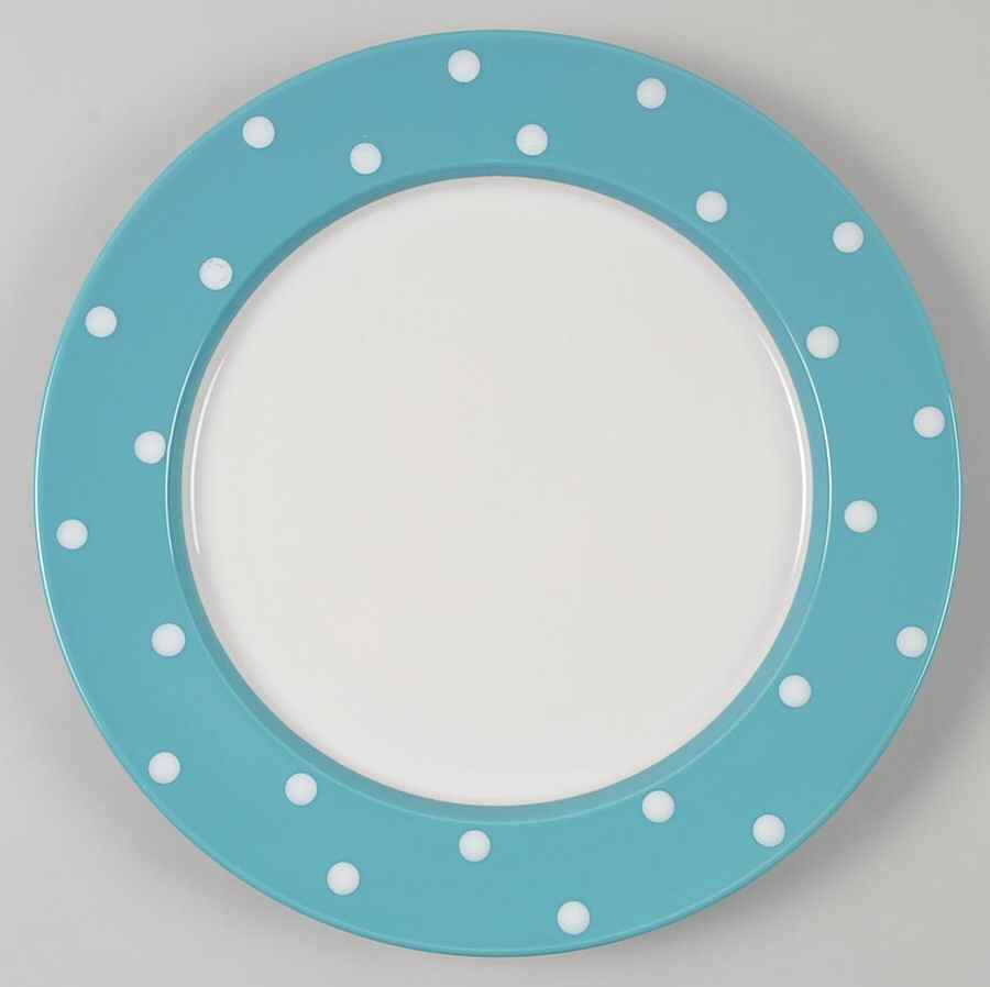Dots Turquoise Dinner Plate by Signature-1