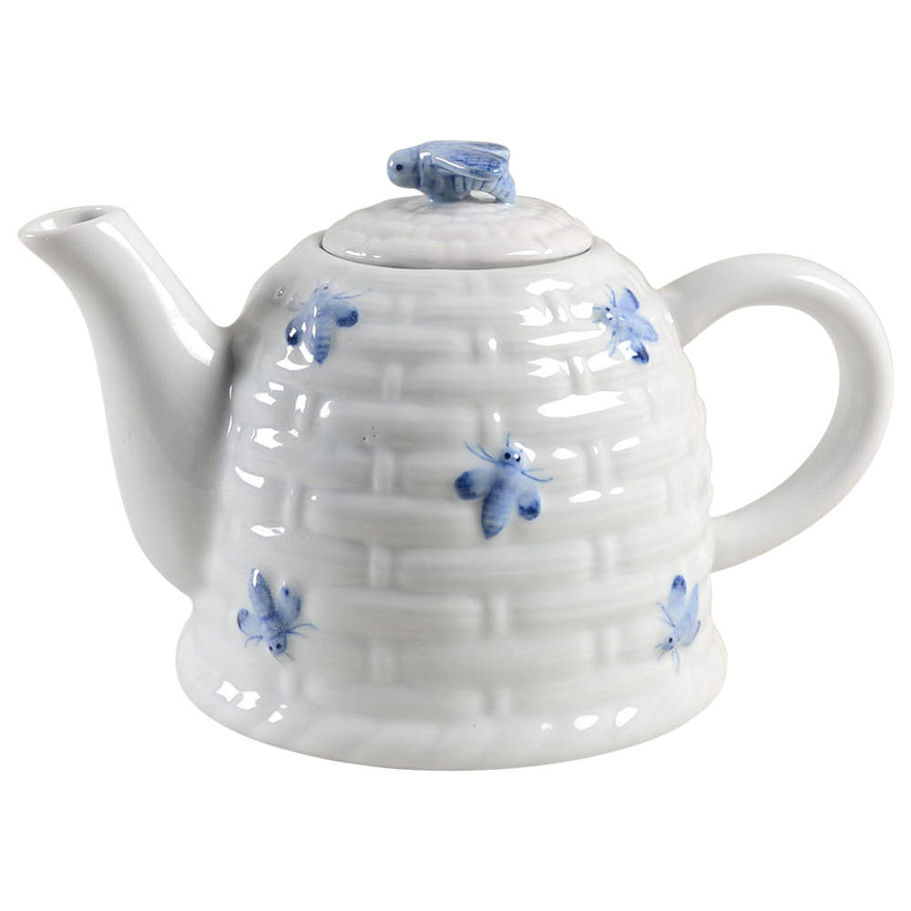 Bees Blue Teapot & Lid by Sadek-1