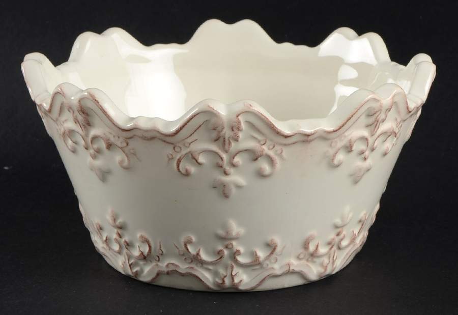 Fancy Scroll Antique White Soup/Cereal Bowl by Sweet Olive Designs-1