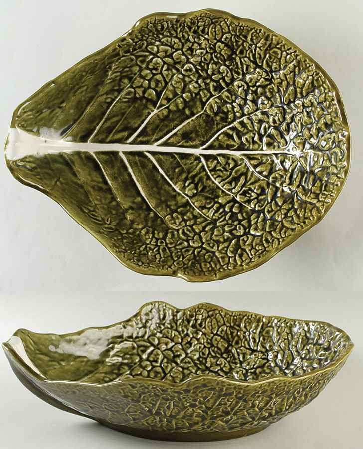 Cabbage Olive Green 13" Large Salad Serving Bowl by Secla-1