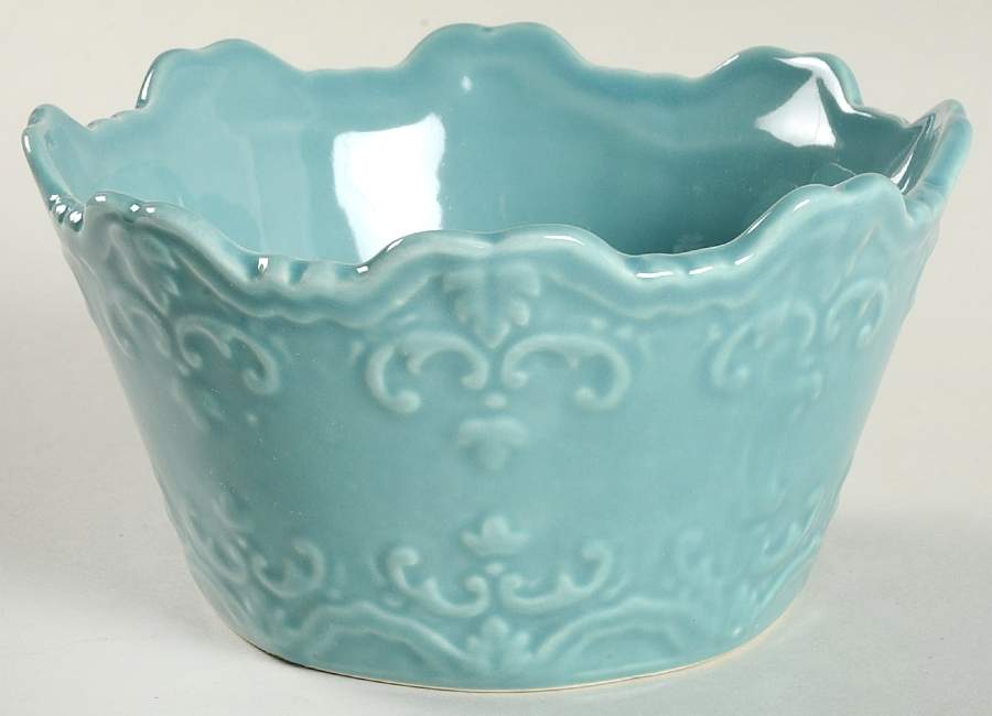 Fancy Scroll Aqua Soup/Cereal Bowl by Sweet Olive Designs-1