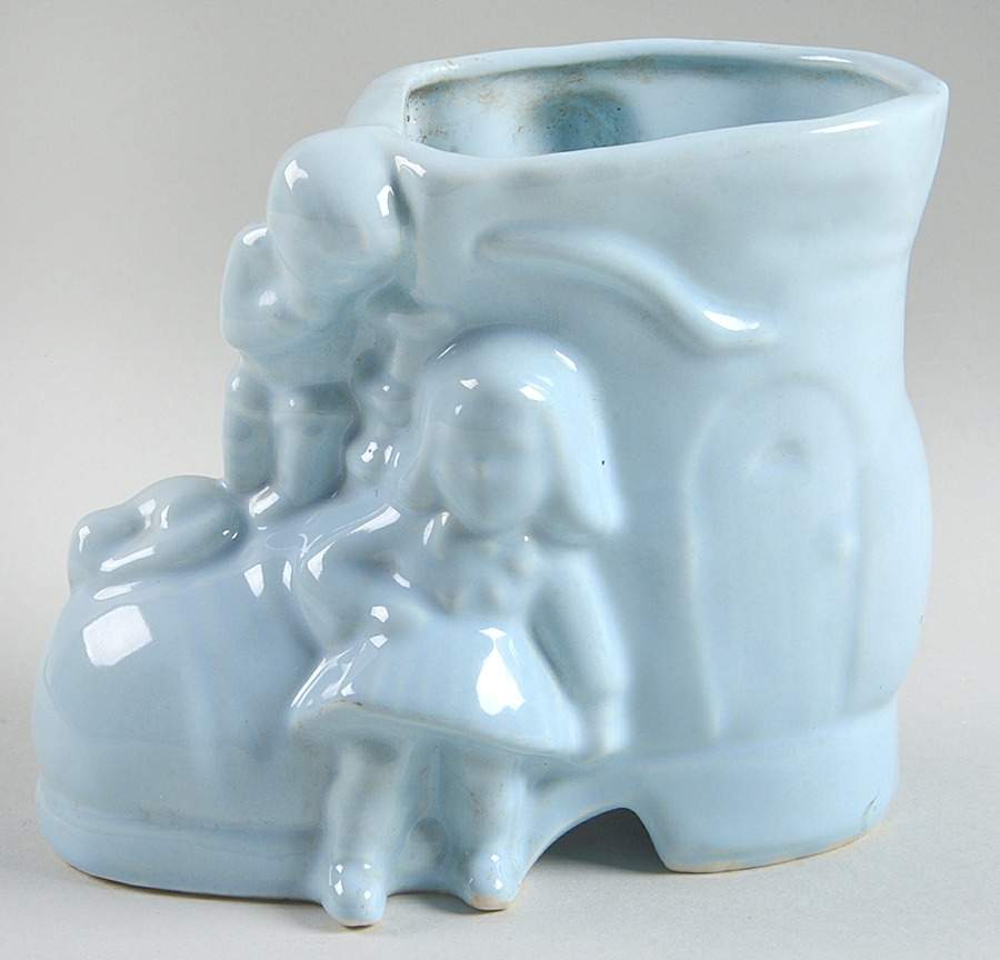Planters Blue Children on Shoe Planter by Shawnee-1