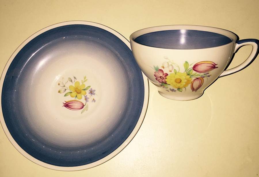 Swansea Spray Blue Flat Cup & Saucer Set by Susie Cooper-1