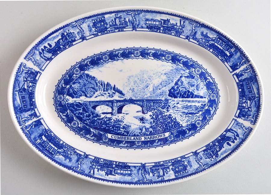 Baltimore and Ohio Railroad Blue 12" Oval Serving Platter by Shenango-1