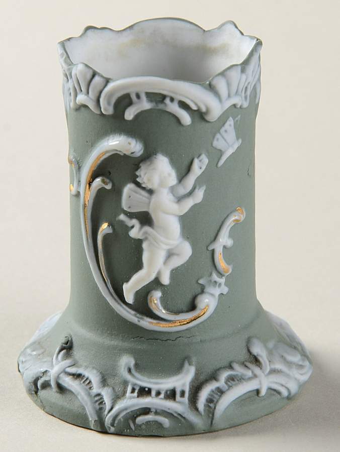 Green Bisque Giftware 2" Mini Bud Vase by Schafer & Vater-1