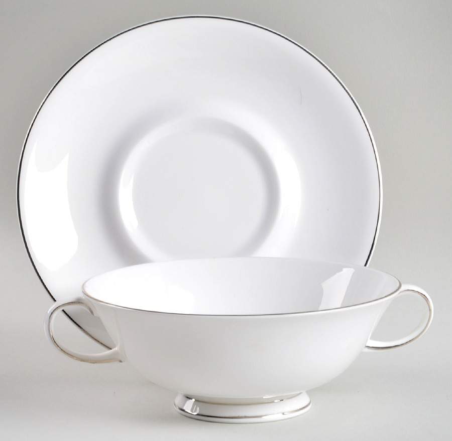 SCO60 Footed Cream Soup Bowl & Saucer Set by Susie Cooper-1