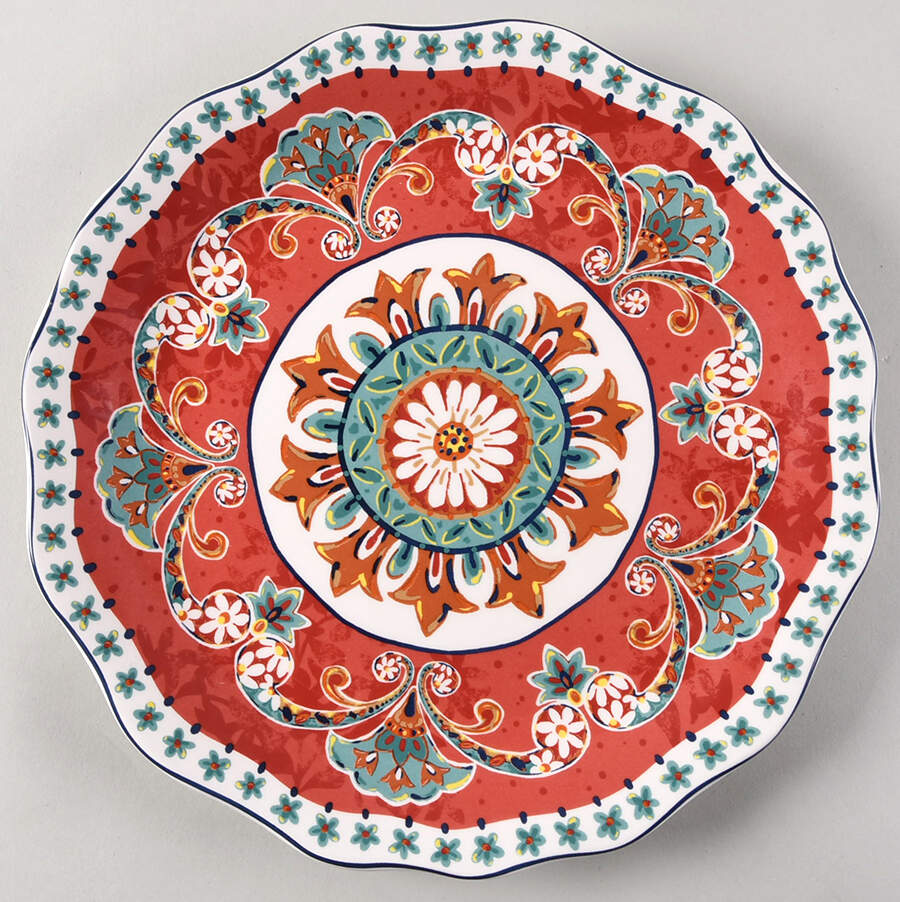 Farmhouse Floral Red Dinner Plate by Sonemone-1