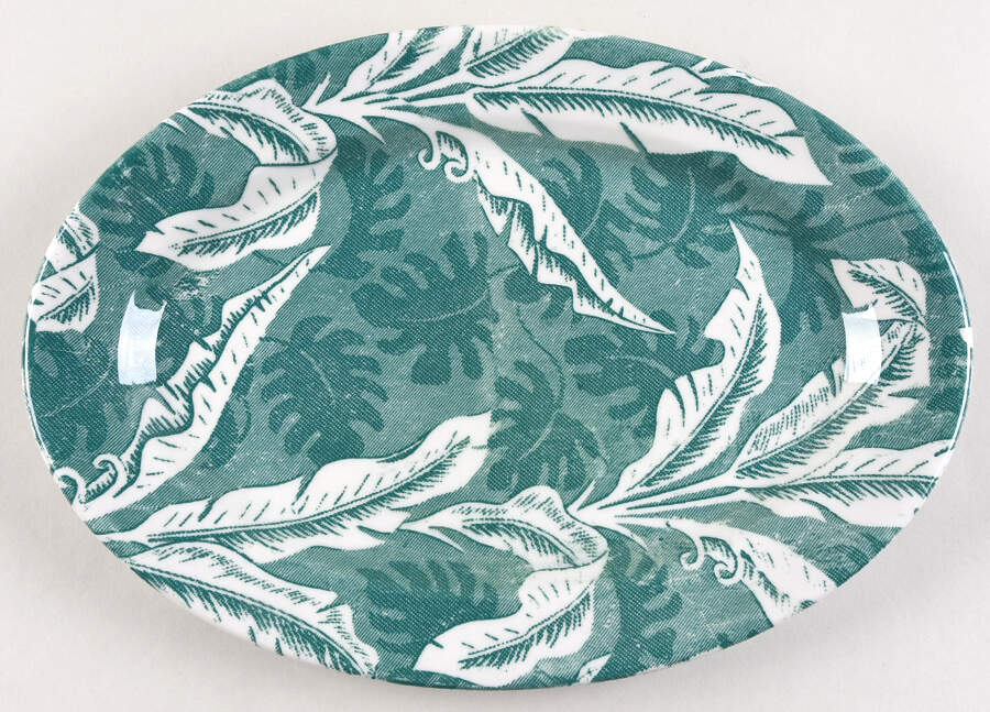 Palm Green 12" Oval Serving Platter by Tepco-1