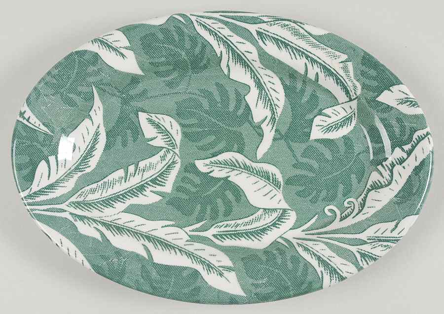 Palm Green 11" Oval Serving Platter by Tepco-1