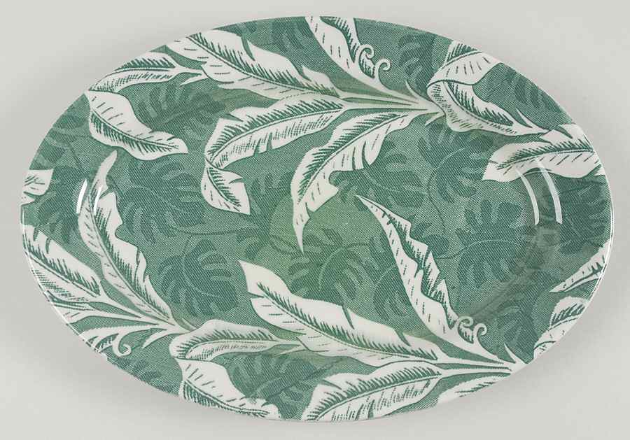 Palm Green 12" Oval Serving Platter by Tepco-1