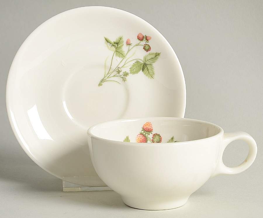 Wild Strawberry Flat Cup & Saucer Set by Peter Terris-1