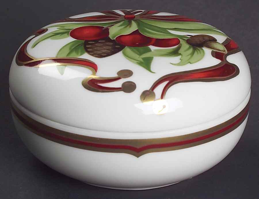 Tiffany Holiday (White Background, Japan) Round Box & Lid by Tiffany-1