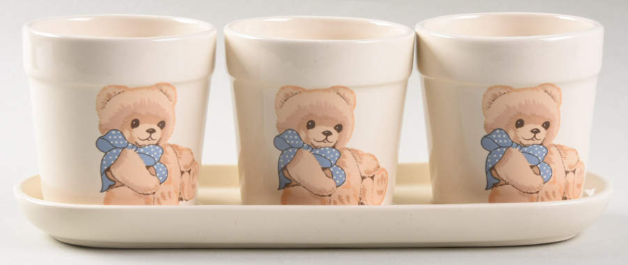 Country Bear (3 Pots,1 Tray) Herb Pots & Tray by Tienshan-1