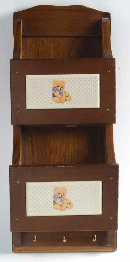 Country Bear Wood Double Letter & Key Rack by Tienshan-1