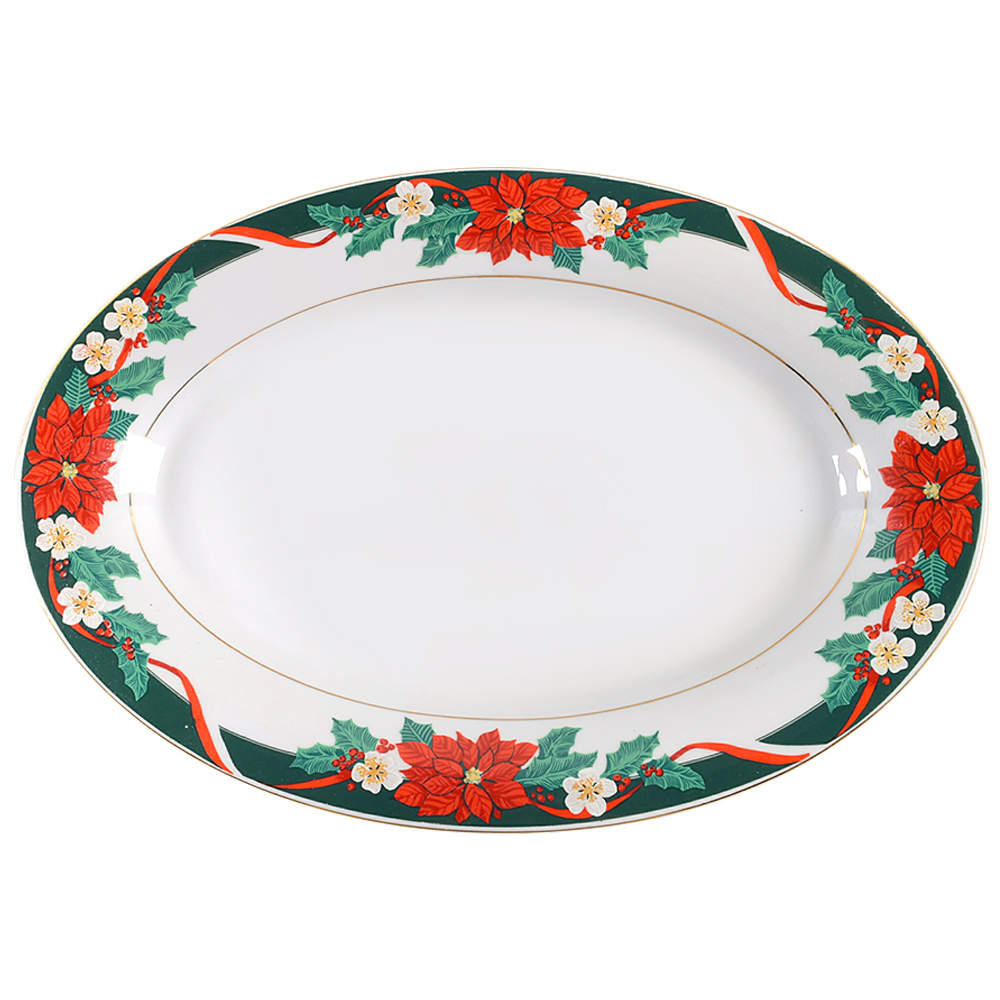 Deck The Halls (Verge) 13" Oval Serving Platter by Tienshan-1