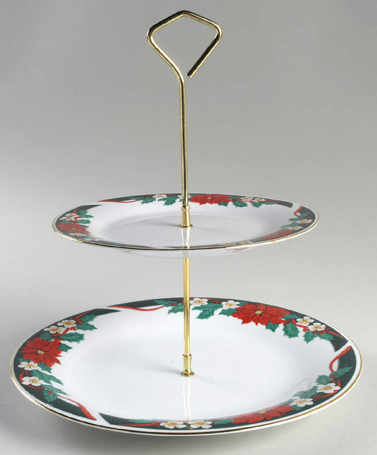 Deck The Halls (Verge) 2 Tiered Serving Tray (Dinner & Salad Plate) by Tienshan-1