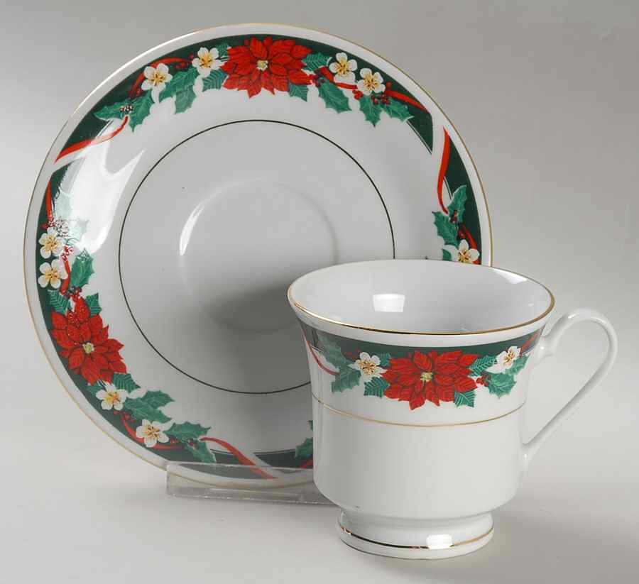 Deck The Halls (Verge) Footed Cup & Saucer Set by Tienshan-1