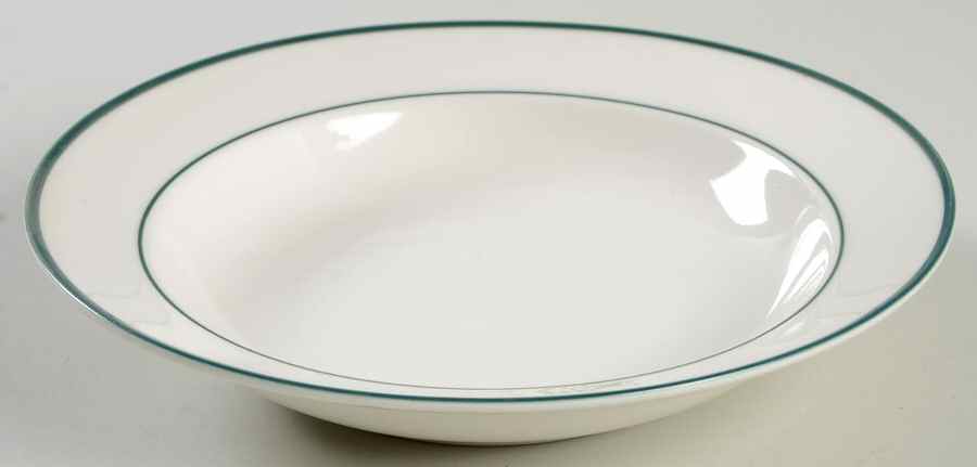 Intro Hunter Green Rim Soup Bowl by Tienshan-1