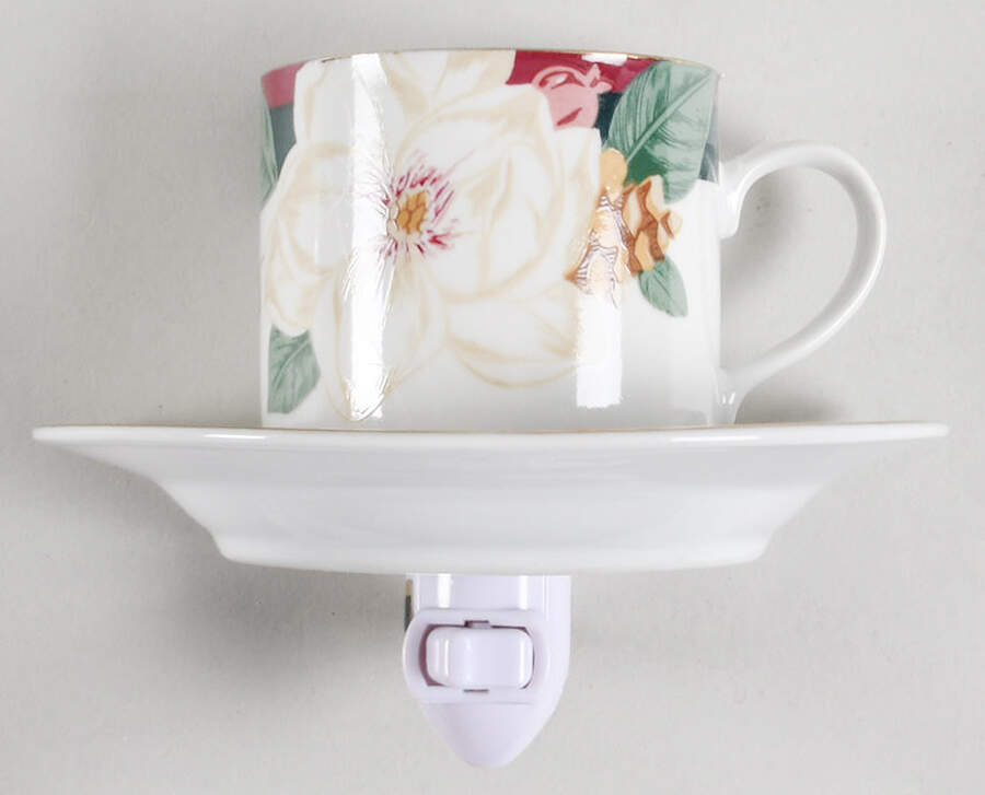 Magnolia 4 3/8"-4 5/8" Night Light/Cup & Saucer HC by Tienshan-1