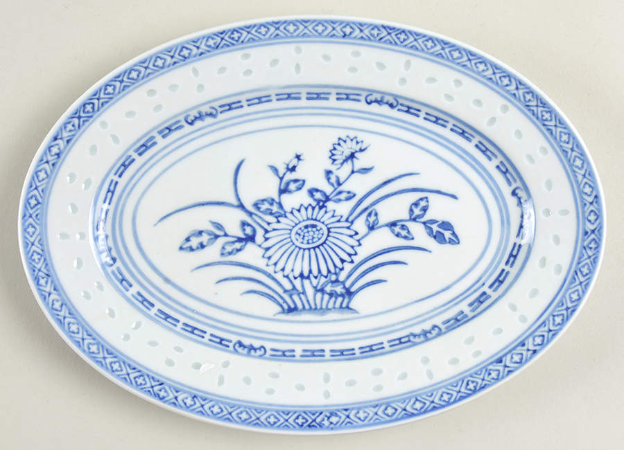 Rice Flower 9" Oval Serving Platter by Tienshan-1