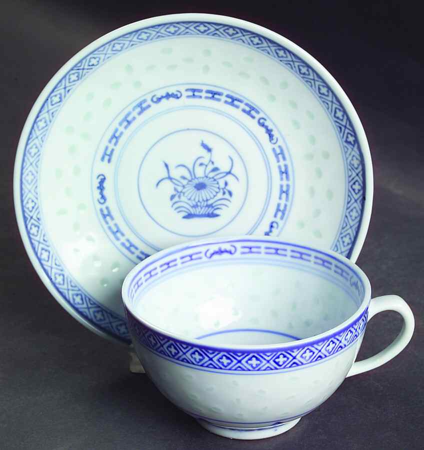 Rice Flower Footed Cup & Saucer Set by Tienshan-1