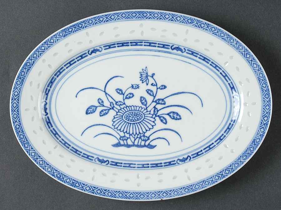 Rice Flower 10" Oval Serving Platter by Tienshan-1