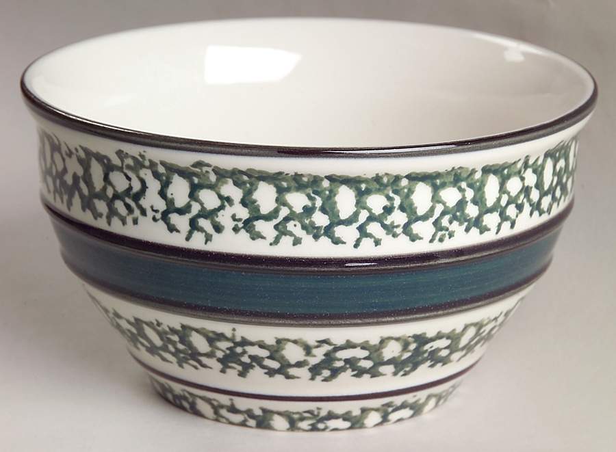 Sponge Green (Black Edge) Soup/Cereal Bowl by Tienshan-1