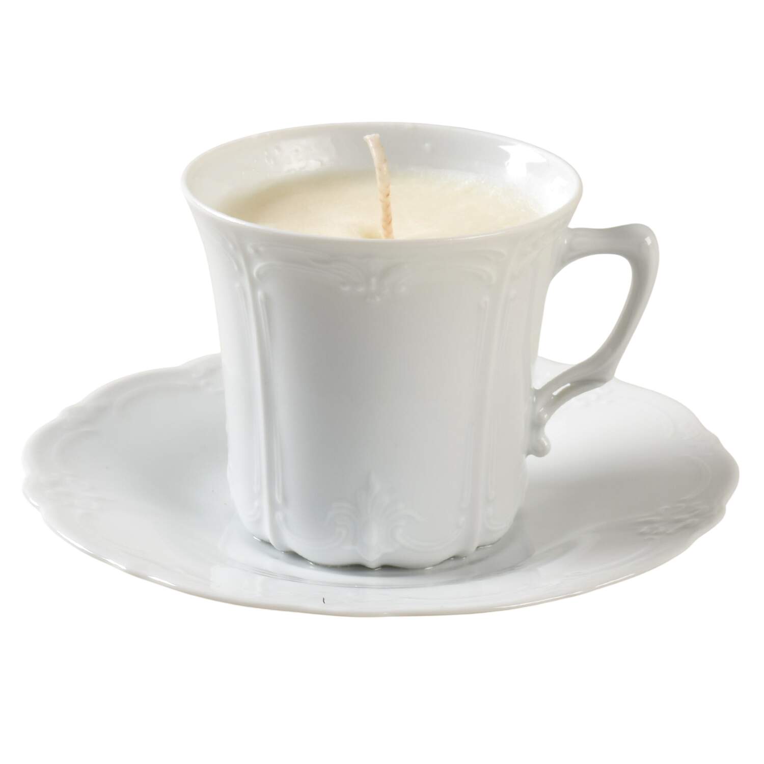 Baronesse White Scented Cup & Saucer Candle-Lavender  HC by Tirschenreuth-1