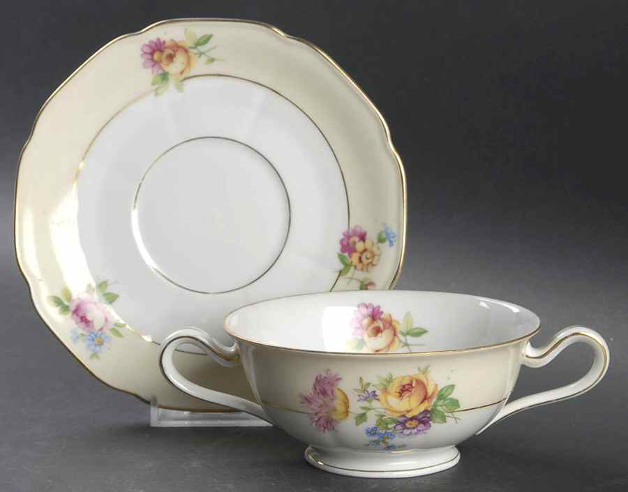 Carlton Footed Cream Soup Bowl & Saucer Set by Tirschenreuth-1