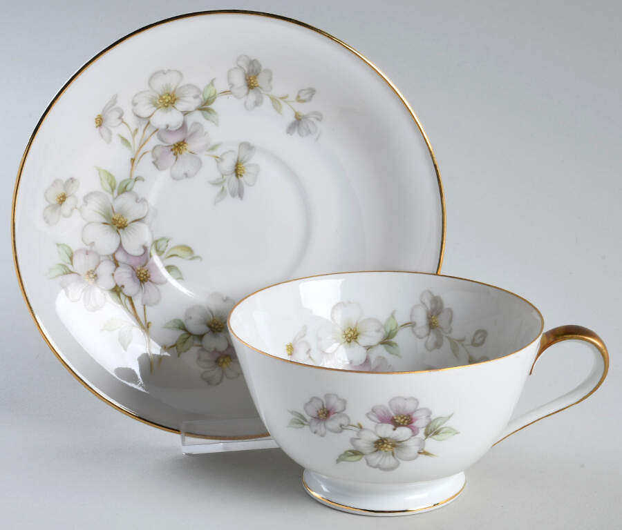 Dogwood Footed Cup & Saucer Set by Tirschenreuth-1
