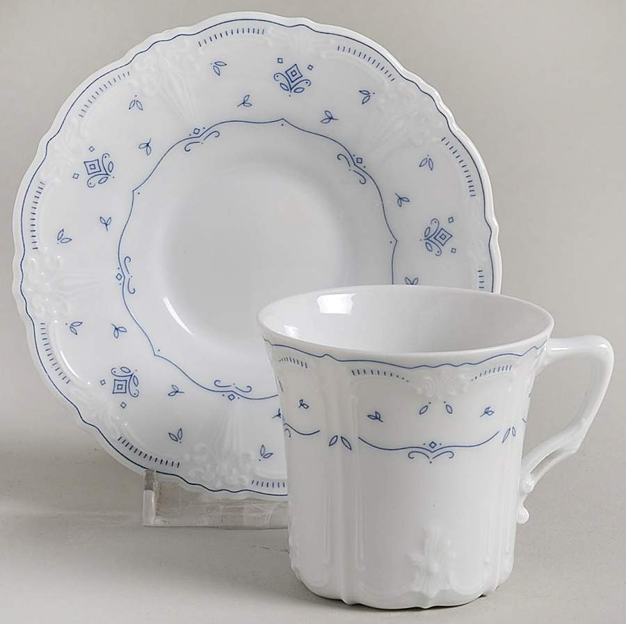 Fleur De Lis Blue Flat Demitasse Cup & Saucer Set by Tirschenreuth-1