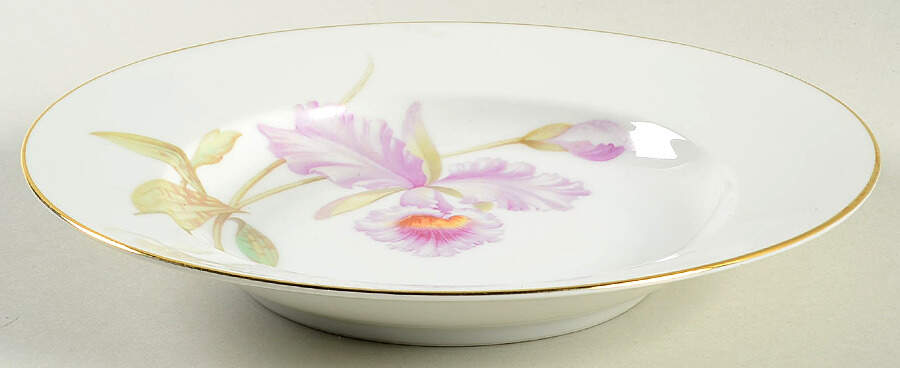 Orchid (White Background) Rim Soup Bowl by Tirschenreuth-1