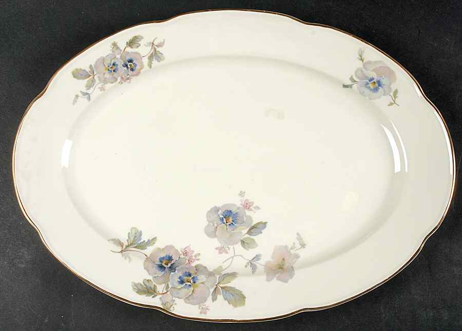 Pansy Cream 15" Oval Serving Platter by Tirschenreuth-1