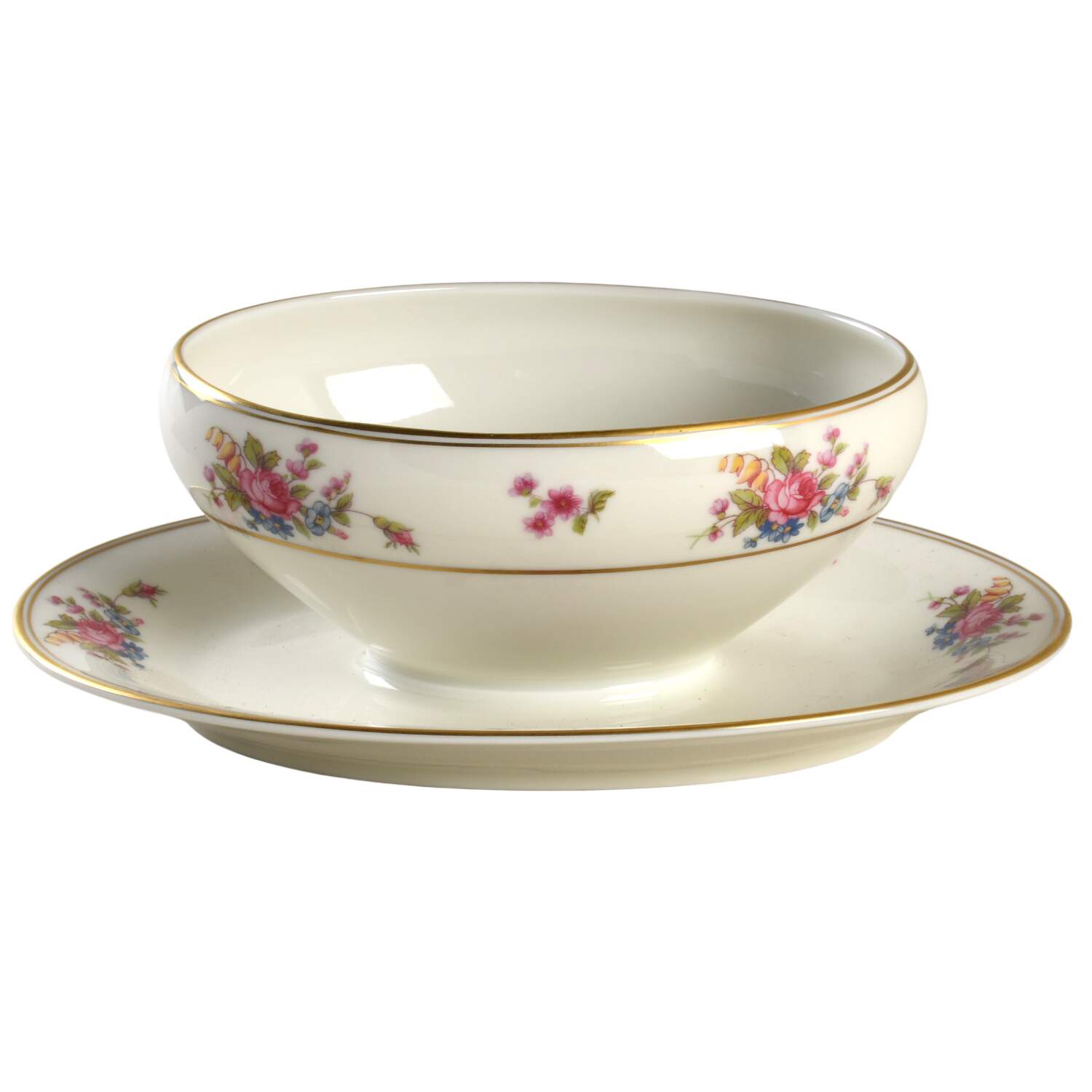 Queen's Rose Smooth #4416 Gravy Boat with Attached Underplate by Tirschenreuth-1